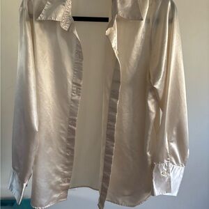 Divided Cream Satin Top